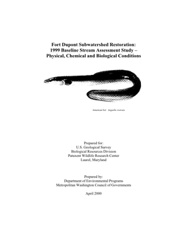 Fort Dupont Subwatershed Restoration: 1999 Baseline Stream Assessment Study – Physical, Chemical and Biological Conditions