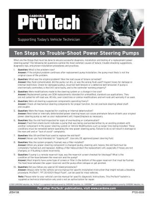 Ten Steps to Trouble-Shoot Power Steering Pumps