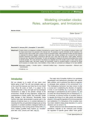 Modeling Circadian Clocks: Roles, Advantages, and Limitations