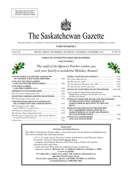 Sask Gazette, Part I, Dec 5, 2003