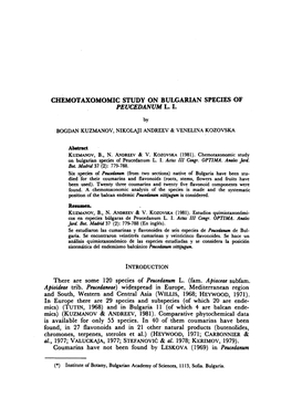 Chemotaxomomic Study on Bulgarian Species of Peucedanum L