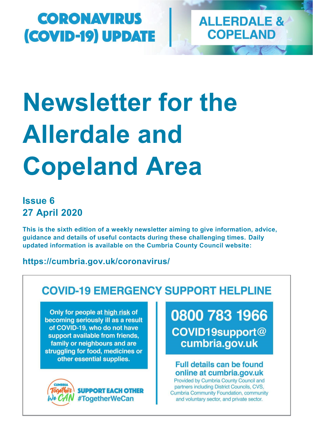 Newsletter for the Allerdale and Copeland Area