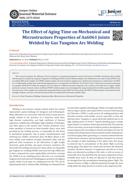 The Effect of Aging Time on Mechanical and Microstructure Properties of Aa6061 Joints Welded by Gas Tungsten Arc Welding