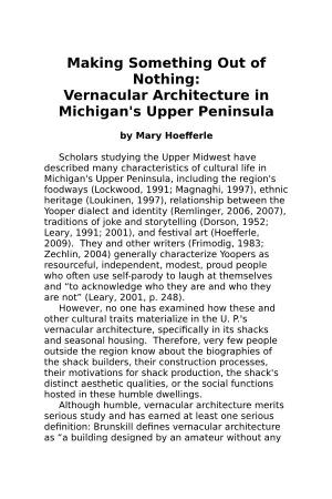 Vernacular Architecture in Michigan's Upper Peninsula