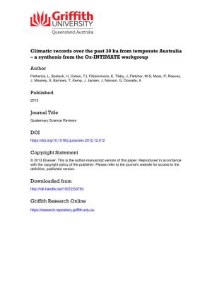 Climatic Records Over the Past 30 Ky from Temperate Australia – a Synthesis from the Oz