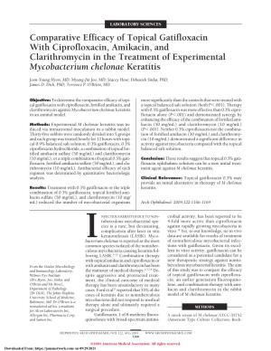 Comparative Efficacy of Topical Gatifloxacin with Ciprofloxacin, Amikacin, and Clarithromycin in the Treatment of Experimental Mycobacterium Chelonae Keratitis
