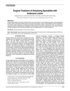 Surgical Treatment of Ankylosing Spondylitis with Andersson Lesion