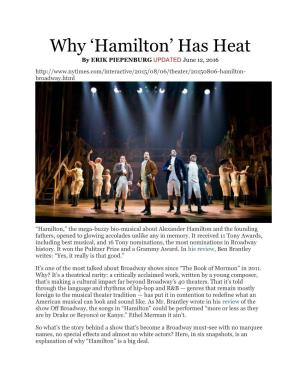 Why 'Hamilton' Has Heat