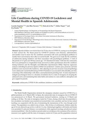 Life Conditions During COVID-19 Lockdown and Mental Health in Spanish Adolescents