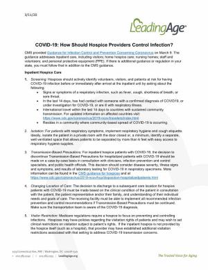 COVID-19: How Should Hospice Providers Control Infection?
