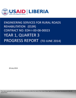 Year 1, Quarter 3 Progress Report (To June 2014)