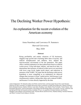 The Declining Worker Power Hypothesis
