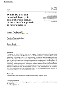 WEB Du Bois and Interdisciplinarity