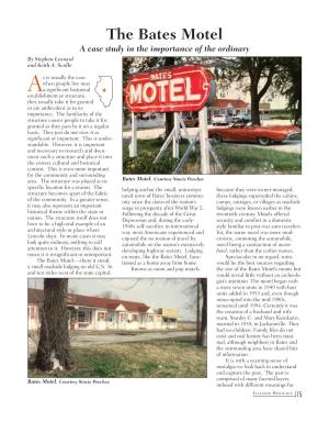 The Bates Motel a Case Study in the Importance of the Ordinary by Stephen Leonard and Keith A