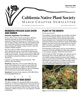 California Native Plant Society MARIN CHAPTER NEWSLETTER Tiburon Mariposa Lily (Calochortus Tiburonensis) Marin Chapter Established 1973