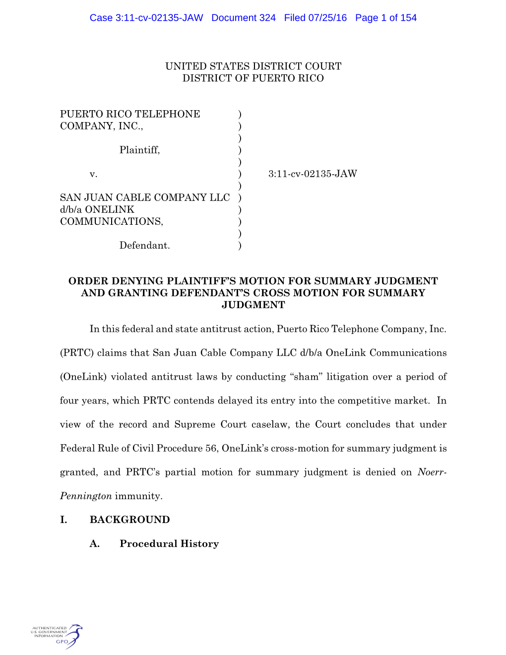 Case 3:11-Cv-02135-JAW Document 324 Filed 07/25/16 Page 1 of 154