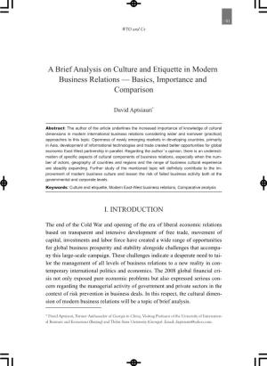 A Brief Analysis on Culture and Etiquette in Modern Business Relations — Basics, Importance and Comparison