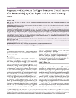 Regenerative Endodontics for Upper Permanent Central Incisors After Traumatic Injury: Case Report with a 3-Year Follow-Up Loai Alsofi
