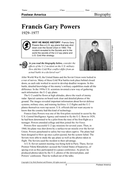 Francis Gary Powers 1929–1977