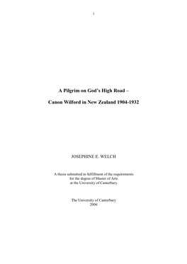 A Pilgrim on God's High Road Œ Canon Wilford in New Zealand