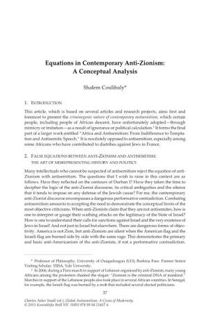 Equations in Contemporary Anti-Zionism: a Conceptual Analysis