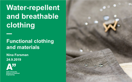 Water-Repellent and Breathable Clothing