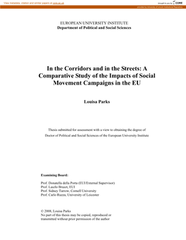A Comparative Study of the Impacts of Social Movement Campaigns in the EU