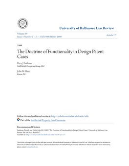 The Doctrine of Functionality in Design Patent Cases