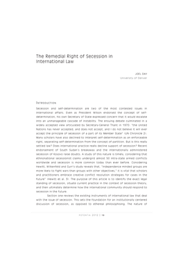 The Remedial Right of Secession in International Law