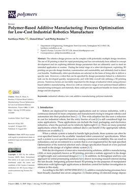Polymer-Based Additive Manufacturing: Process Optimisation for Low-Cost Industrial Robotics Manufacture