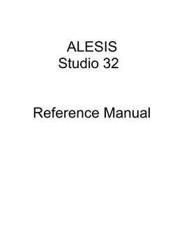 ALESIS Studio 32 Reference Manual