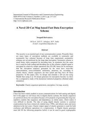 A Novel 2D Cat Map Based Fast Data Encryption Scheme
