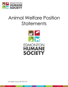 Animal Welfare Position Statements
