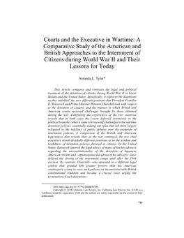 A Comparative Study of the American and British Approaches to the Internment of Citizens During World War II and Their Lessons for Today