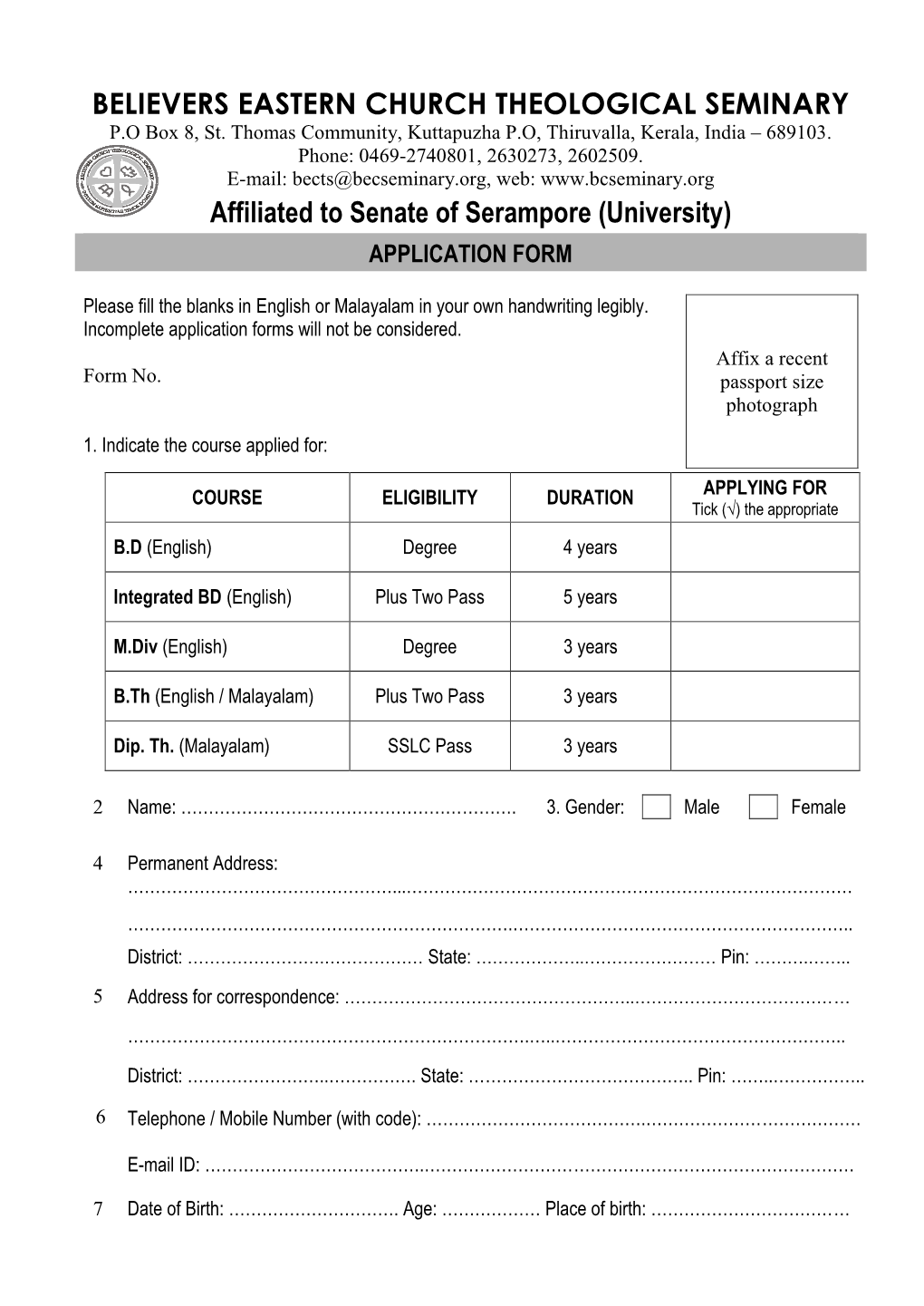 Application Form