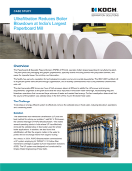 Ultrafiltration Reduces Boiler Blowdown at India's Largest