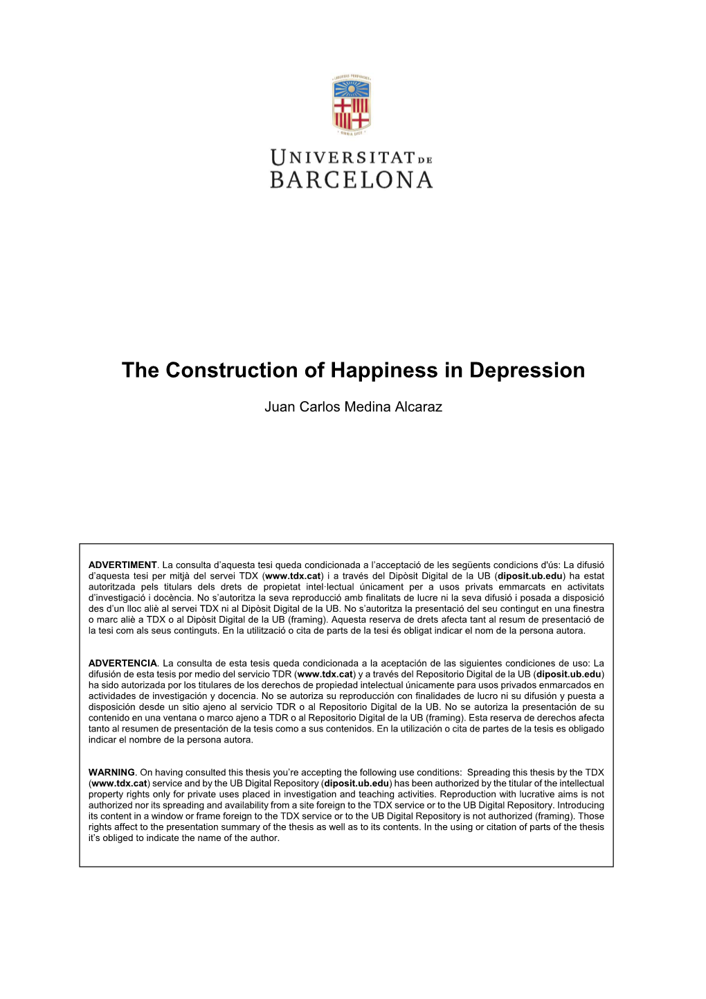 The Construction of Happiness in Depression