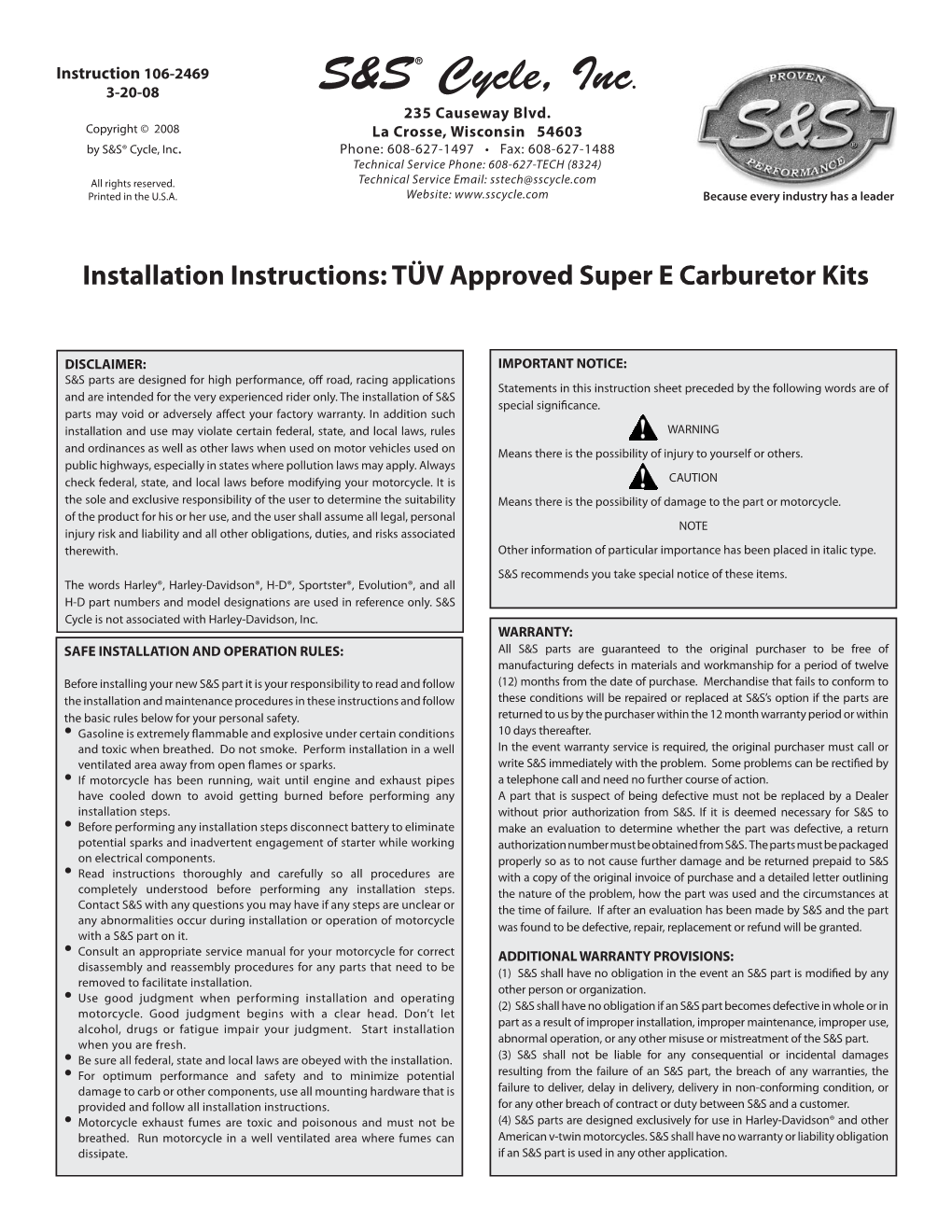 TÜV Approved Super E Carburetor Kits