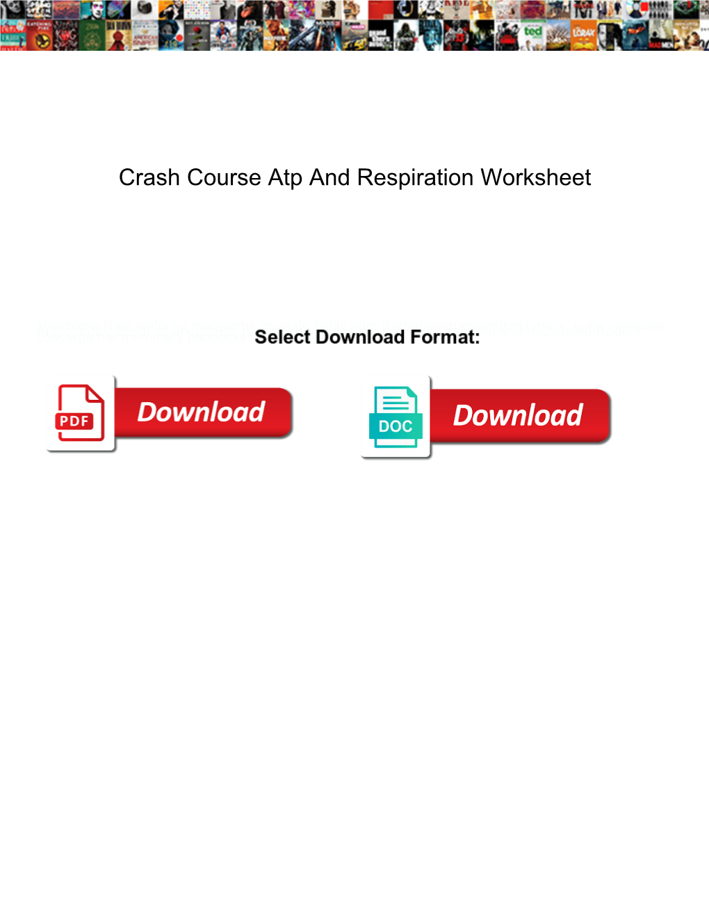 Crash Course Atp and Respiration Worksheet