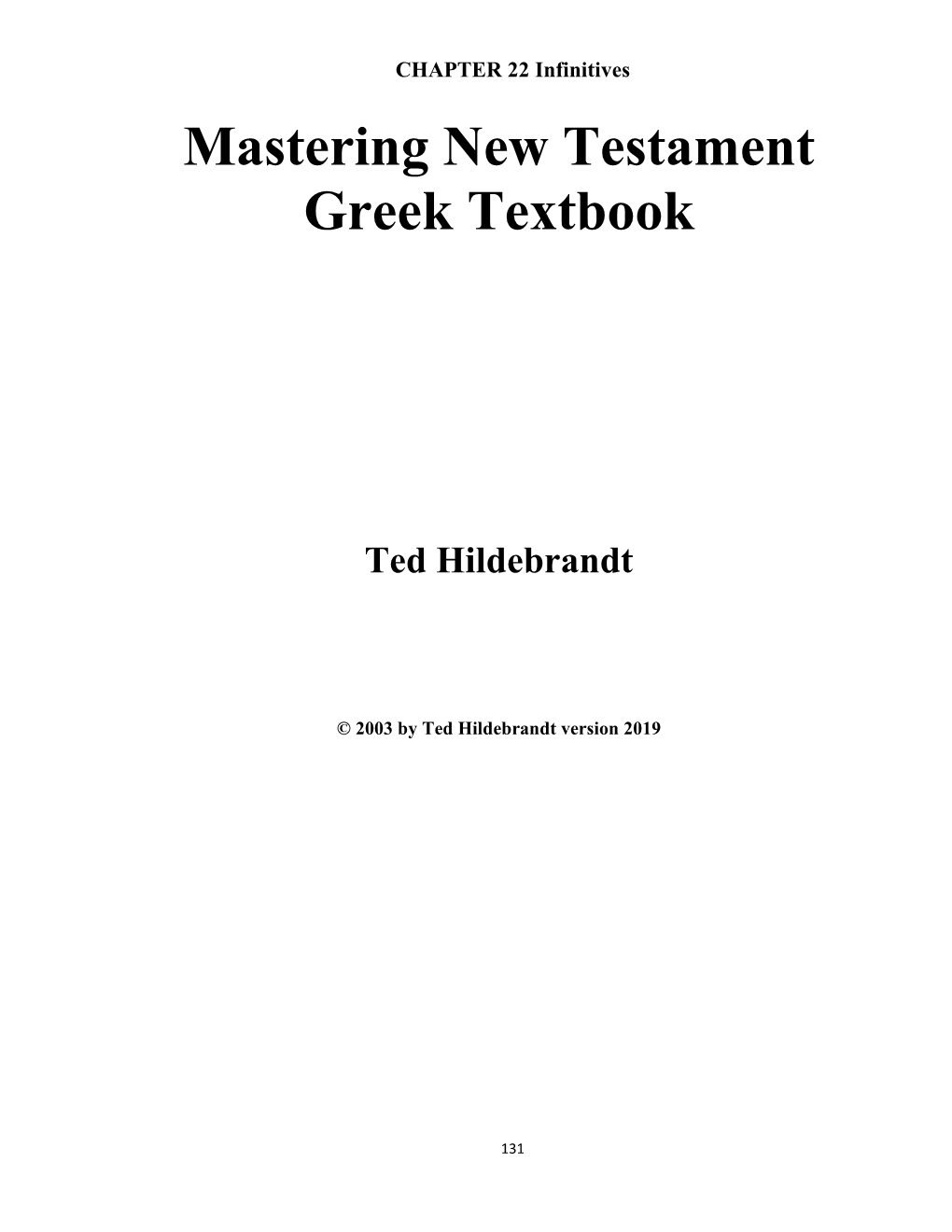 Mastering New Testament Greek Textbook