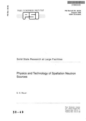 Physics and Technology of Spallation Neutron Sources