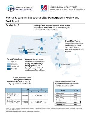 Puerto Ricans in Massachusetts: Demographic Profile and Fact Sheet