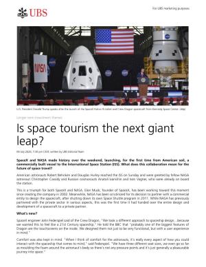 Is Space Tourism the Next Giant Leap?
