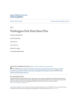 Washington Park Main Street Plan Benjamin Bergenholtz