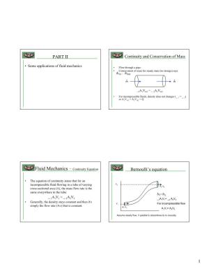 Fluid Mechanics – Continuity Equation Bernoulli’S Equation