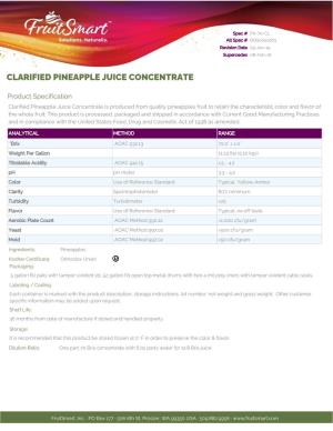 Clarified Pineapple Juice Concentrate