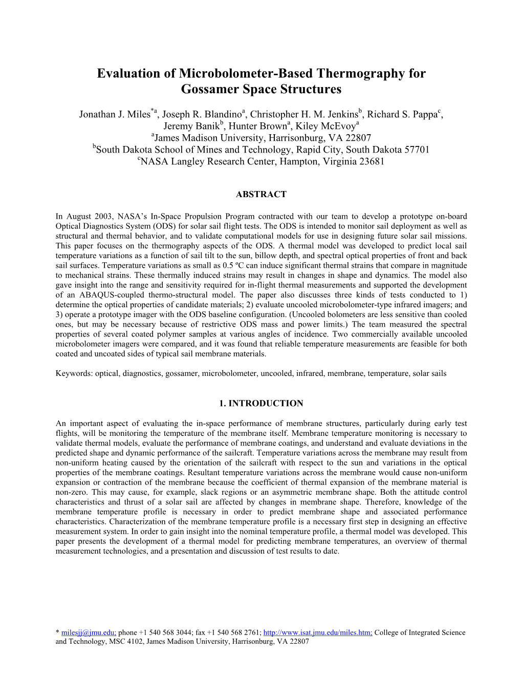 Evaluation of Microbolometer-Based Thermography for Gossamer Space Structures