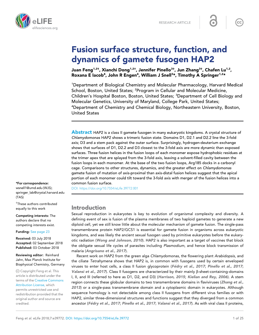 Fusion Surface Structure, Function, and Dynamics of Gamete Fusogen HAP2