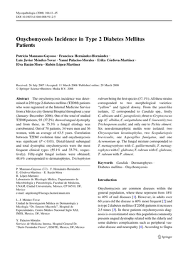 Onychomycosis Incidence in Type 2 Diabetes Mellitus Patients