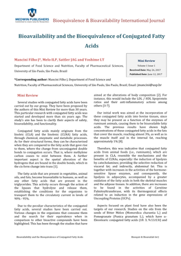 Bioavailability and the Bioequivalence of Conjugated Fatty Acids